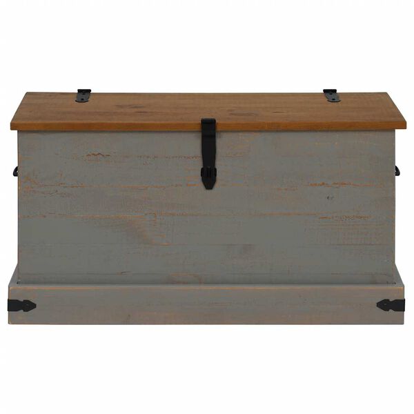vidaXL Coffre de rangement HALDEN gris 91x48x47 cm bois massif pin