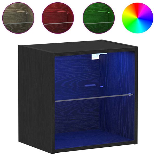 vidaXL &Eacute;tag&egrave;re flottante avec lumi&egrave;re LED Noir 40 x 28,5 x 40 cm