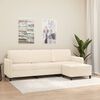vidaXL Canap&eacute; &agrave; 3 places avec repose-pieds Cr&egrave;me 210 cm Velours