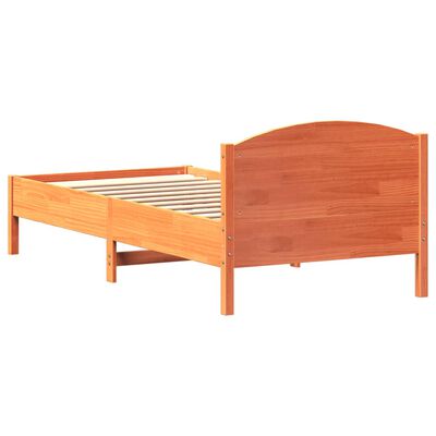 vidaXL Cadre de lit avec tête de lit cire marron 90x200 cm bois de pin