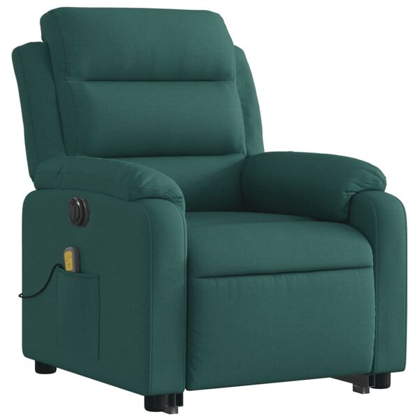 vidaXL Fauteuil inclinable de massage &eacute;lectrique Vert fonc&eacute; Tissu