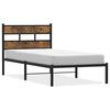 vidaXL Cadre de lit en m&eacute;tal sans matelas ch&ecirc;ne fum&eacute; 75x190 cm