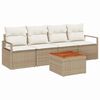 vidaXL Ensemble de canap&eacute; de jardin 5 pcs Beige et cr&egrave;me polyrotin