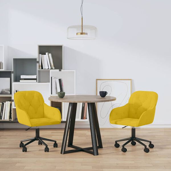 vidaXL Chaises pivotantes &agrave; manger lot de 2 Jaune Velours