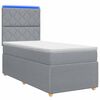 vidaXL Lit boxspring LED avec matelas Gris clair 90 x 190 cm Tissu