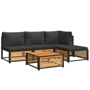vidaXL Salon de jardin avec coussins 5 pcs Bois d'acacia solide