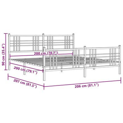 vidaXL Cadre de lit métal sans matelas et pied de lit blanc 200x200 cm