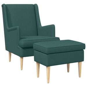 vidaXL Fauteuil avec pouf 2 pc Vert fonc&eacute; Tissu