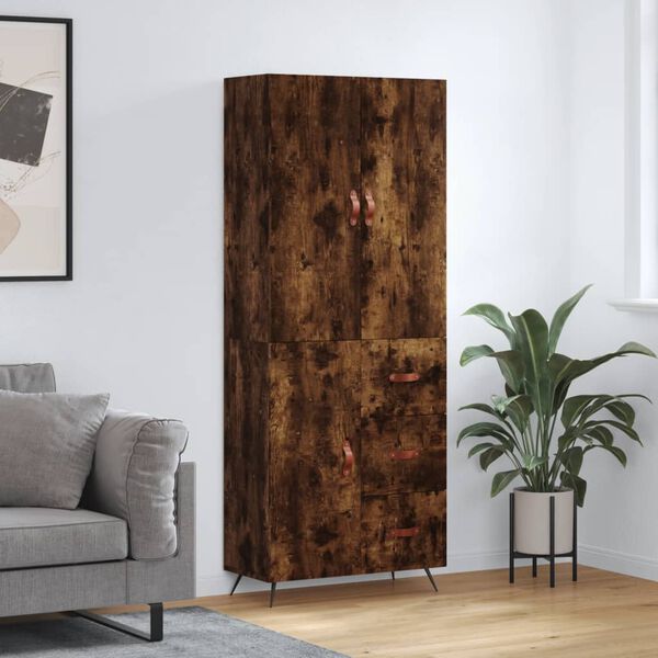 vidaXL Buffet haut Ch&ecirc;ne fum&eacute; 69,5x34x180 cm Bois d'ing&eacute;nierie