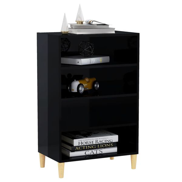 vidaXL Buffet noir brillant 57x35x90 cm bois d'ing&eacute;nierie