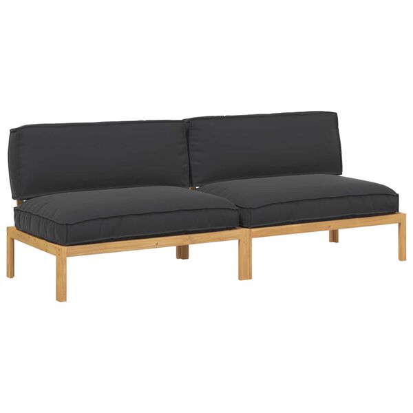vidaXL Ensemble de Canap&eacute;s Noir 240 x 80 x 69 cm Bois d'Acacia Massif