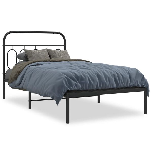 vidaXL Cadre de lit métal sans matelas avec tête de lit noir 107x203cm