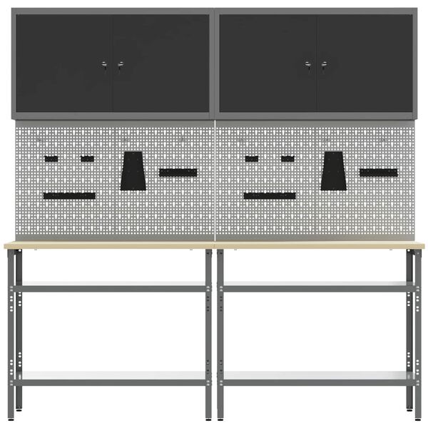 vidaXL Ensemble d'&eacute;tabli 8 pcs Gris Acier enduit de poudre