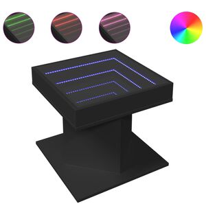 vidaXL Table basse avec LED noir 50x50x45 cm bois d'ing&eacute;nierie