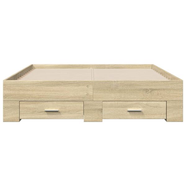 vidaXL Cadre de lit avec tiroirs sans matelas ch&ecirc;ne sonoma 120x190 cm