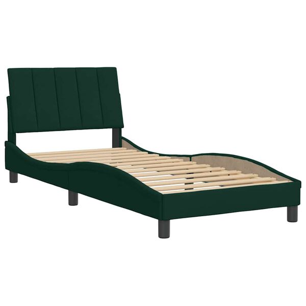 vidaXL Cadre de lit sans matelas Hanko vert fonc&eacute; 90x190 cm velours