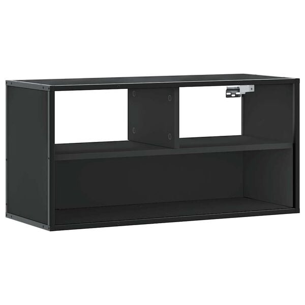 vidaXL Meuble TV noir 80x31x39,5 cm bois d'ing&eacute;nierie et m&eacute;tal