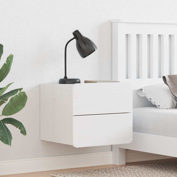 vidaXL Table de chevet Blanc 39 x 34 x 33 cm Bois de pin massif