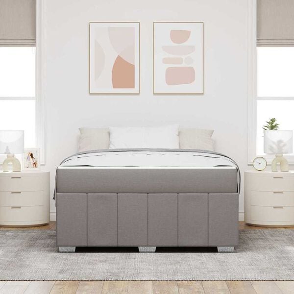 vidaXL Cadre de lit avec matelas Taupe 160 x 200 cm tissu