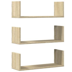 vidaXL &Eacute;tag&egrave;res murales 3pcs ch&ecirc;ne sonoma 58x18x18cm bois d'ing&eacute;nierie