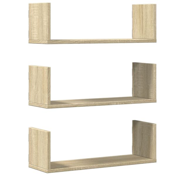 vidaXL Étagères murales 3pcs chêne sonoma 58x18x18cm bois d'ingénierie
