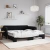 vidaXL Lit de jour avec lit gigogne et matelas noir 100x200 cm velours