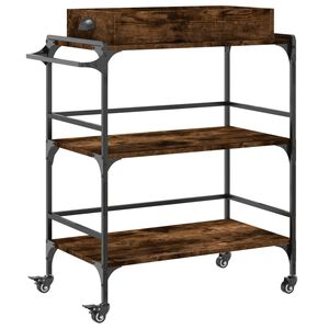 vidaXL Chariot de cuisine ch&ecirc;ne fum&eacute; 81,5x41x92,5 cm bois d'ing&eacute;nierie
