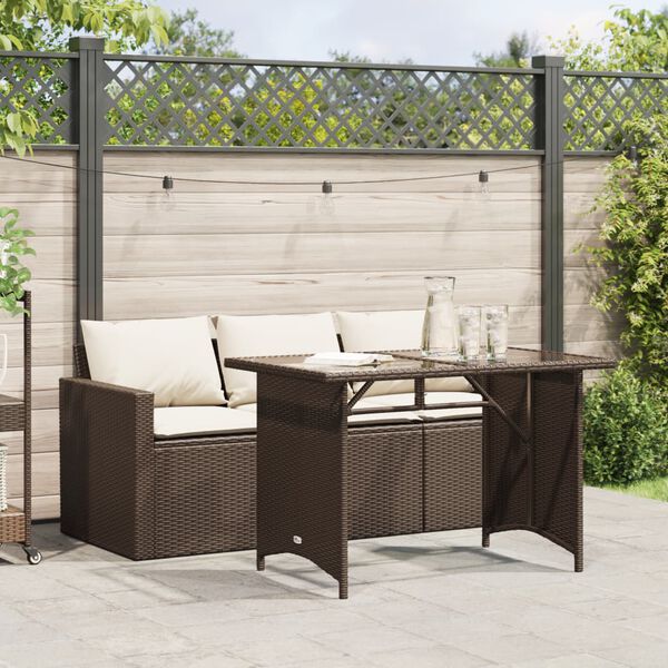 vidaXL Ensemble &agrave; manger de jardin avec coussins 2 pcs marron rotin
