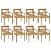 vidaXL Chaises Batavia avec coussins lot de 8 Bois de teck solide