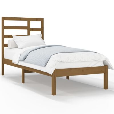 vidaXL Cadre de lit Marron miel Bois massif 75x190 cm Petit simple