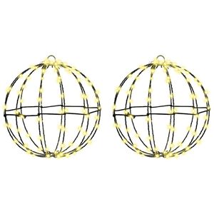 vidaXL Boule avec 192 LED 2 pcs Blanc chaud 30 x 30 x 32 cm M&eacute;tal