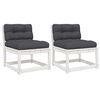 vidaXL Canap&eacute;s de jardin avec coussins 2pcs blanc bois de pin massif