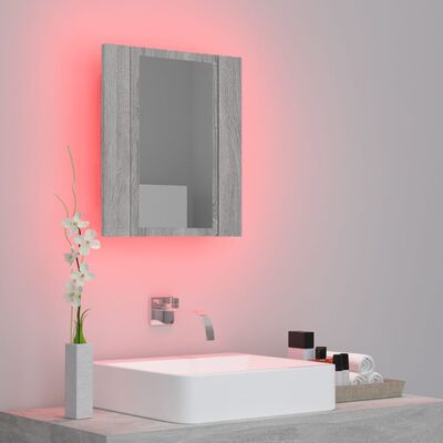 vidaXL Armoire à miroir LED de salle de bain sonoma gris 40x12x45 cm