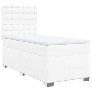 vidaXL Sommier &agrave; lattes de lit avec matelas Blanc 100x200cm Similicuir