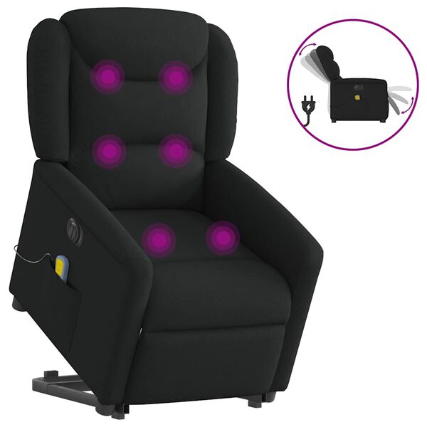 vidaXL Fauteuil inclinable de massage &eacute;lectrique Noir Tissu