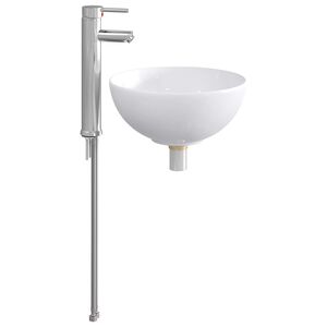 vidaXL Lavabo de salle de bain avec robinet et drain Chrome