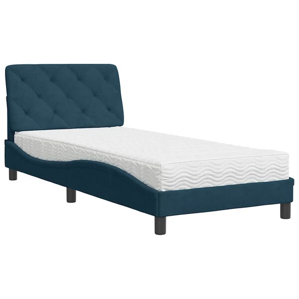 vidaXL Lit avec matelas bleu 80x200 cm velours