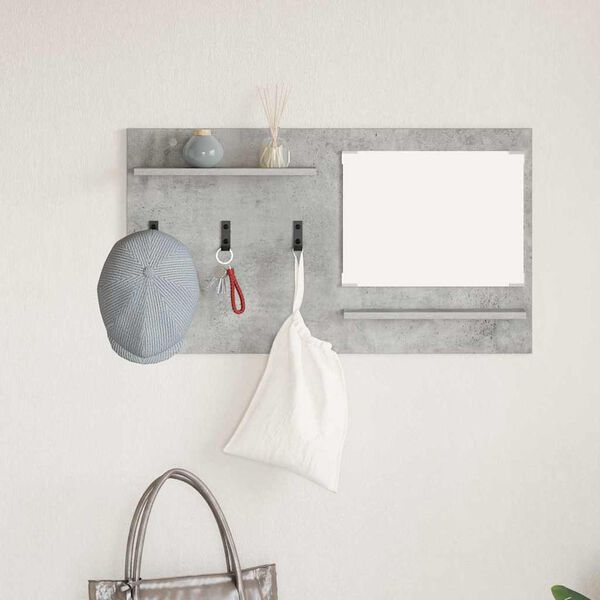 vidaXL Porte-manteau mural avec &eacute;tag&egrave;re Gris b&eacute;ton 90 x 10 x 50 cm