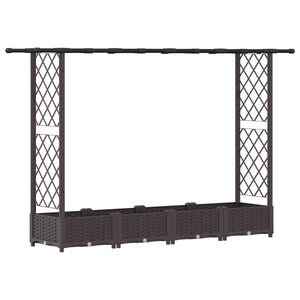 vidaXL Lit &Eacute;lev&eacute; avec Treillis et Toit Marron 203 x 40 x 123 cm PP