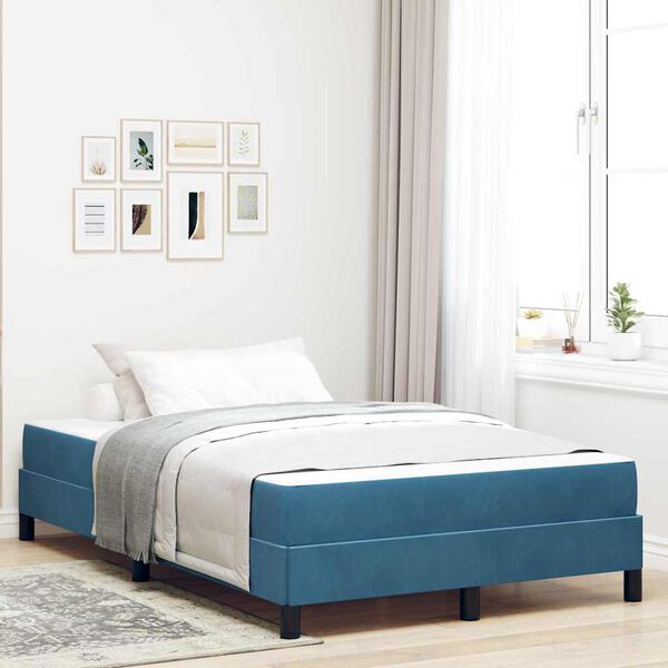 vidaXL Lit &agrave; ressorts avec matelas Bleu fonc&eacute; 120 x 200 cm tissu