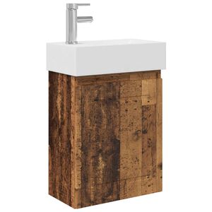 vidaXL Meuble de salle de bain avec robinet Bois ancien