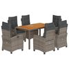vidaXL Ensemble &agrave; manger de jardin et coussins 7 pcs gris rotin