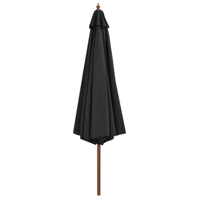 vidaXL Parasol avec mât en bois 350 cm Anthracite