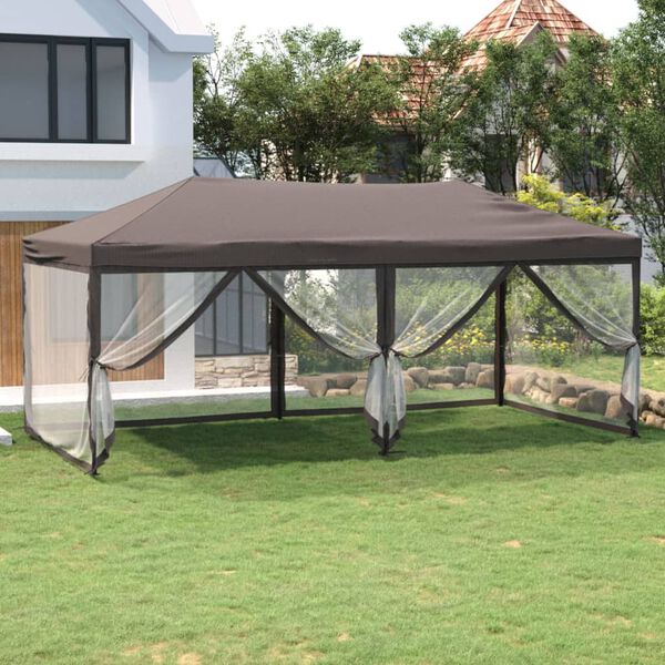 vidaXL Tente de r&eacute;ception pliable avec parois Taupe 3x6 m