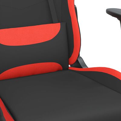 vidaXL Chaise de jeu de massage avec repose-pied Noir et rouge Tissu