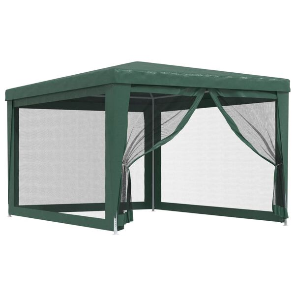 vidaXL Tente de f&ecirc;te avec 4 parois lat&eacute;rales en maille Vert 3x4 m PEHD