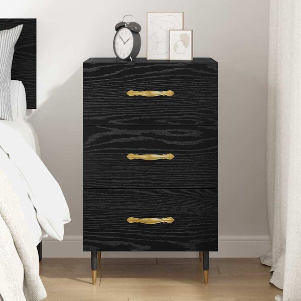 vidaXL Cabinet de chevet Ch&ecirc;ne noir 40 x 40 x 66 cm Bois d'ing&eacute;nierie