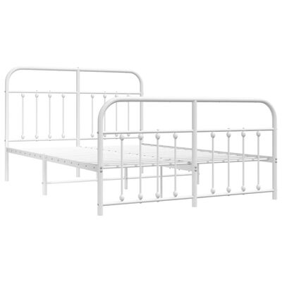 vidaXL Cadre de lit métal sans matelas et pied de lit blanc 135x190 cm