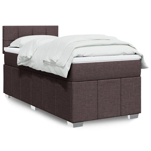 vidaXL Sommier &agrave; lattes de lit avec matelas Marron fonc&eacute; 90x200 cm