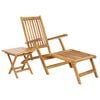 vidaXL Chaise de jardin pliante avec table Naturel Bois de teck massif